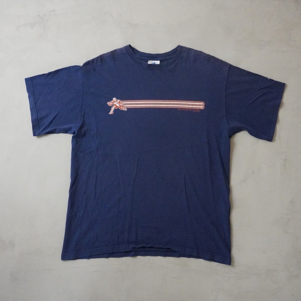 Vintage Adidas Basketball T-Shirt Large Mens Navy Blue Graphic Tee Shake Stripes